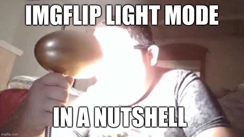 ??? | IMGFLIP LIGHT MODE; IN A NUTSHELL | image tagged in kid shining light into face,aaa,shine | made w/ Imgflip meme maker