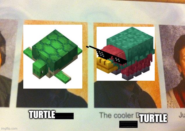 The cooler turtle | TURTLE; TURTLE | image tagged in the cooler daniel | made w/ Imgflip meme maker