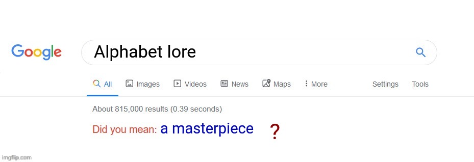 people don't know that alphabet lore is good | Alphabet lore; a masterpiece; ? | image tagged in did you mean | made w/ Imgflip meme maker