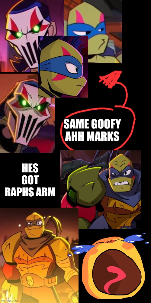 i just realized this | HES GOT RAPHS ARM; SAME GOOFY AHH MARKS | image tagged in memes,blank transparent square | made w/ Imgflip meme maker