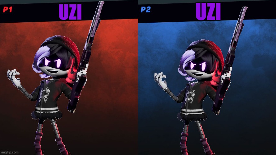 Uzi vs Uzi | UZI; UZI | image tagged in super smash bros,murder drones | made w/ Imgflip meme maker