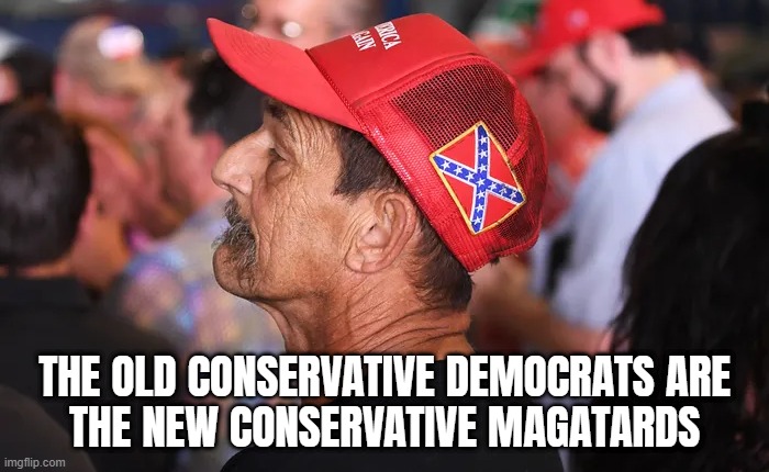 the picture says it all. a Dem flag on a retardican hat. a bunch of dense suckertrumpers. MAGAts. Cant Understand Normal Thinkin | THE OLD CONSERVATIVE DEMOCRATS ARE
THE NEW CONSERVATIVE MAGATARDS | image tagged in minions confused,sucker,trumpers,tell me more,are you sure about that,how about no | made w/ Imgflip meme maker