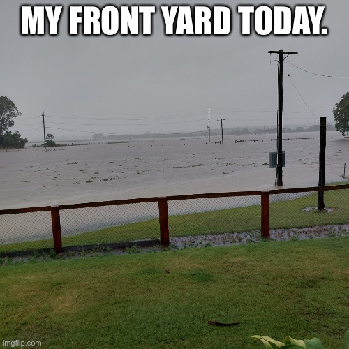 #flooding | MY FRONT YARD TODAY. | image tagged in flooding | made w/ Imgflip meme maker