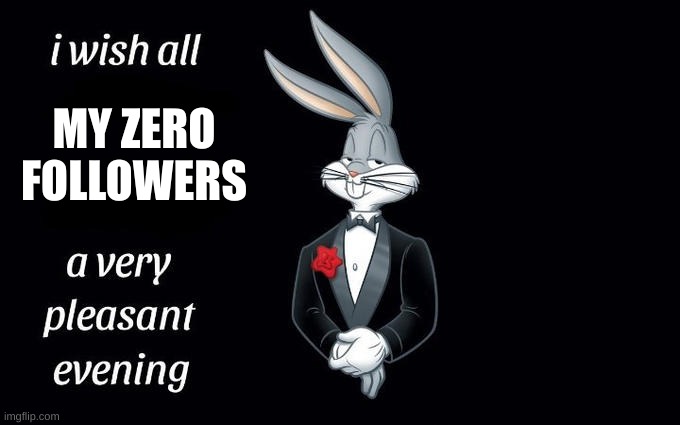 well i do | MY ZERO FOLLOWERS | image tagged in i wish all the x a very pleasant evening,bugs bunny | made w/ Imgflip meme maker