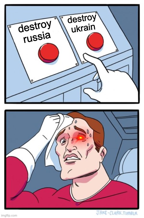 Two Buttons | destroy ukrain; destroy russia | image tagged in memes,two buttons | made w/ Imgflip meme maker