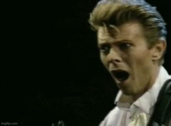 Offended David Bowie | image tagged in offended david bowie | made w/ Imgflip meme maker