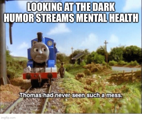 What a mess | LOOKING AT THE DARK HUMOR STREAMS MENTAL HEALTH | image tagged in thomas had never seen such a mess,memes,tag,tag2,tag69,tag420 | made w/ Imgflip meme maker