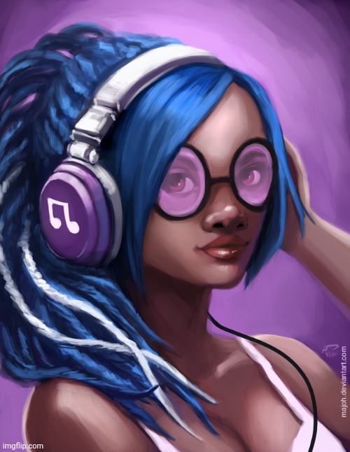 Anime Girl With Blue Hair Listening to Music | image tagged in anime girl with blue hair listening to music | made w/ Imgflip meme maker