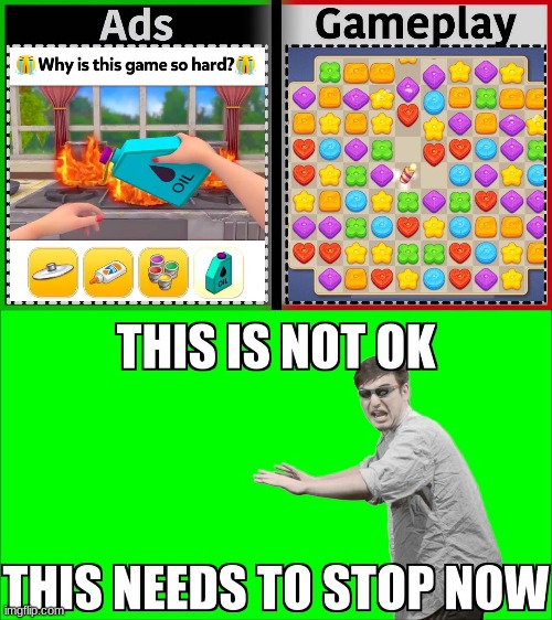image tagged in mobile game ad,this is not ok | made w/ Imgflip meme maker