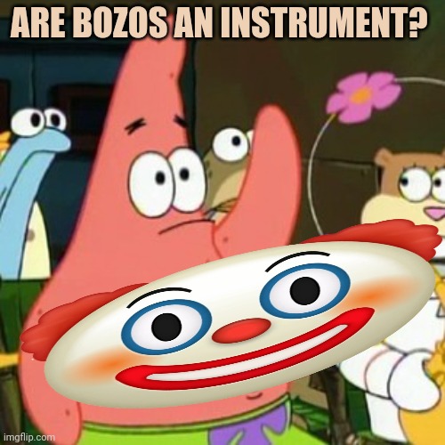 No Patrick Meme | ARE BOZOS AN INSTRUMENT? | image tagged in memes,no patrick | made w/ Imgflip meme maker