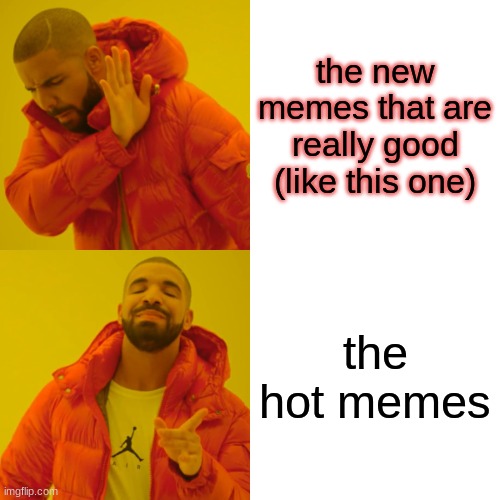 Drake Hotline Bling Meme | the new memes that are really good (like this one); the hot memes | image tagged in memes,drake hotline bling | made w/ Imgflip meme maker