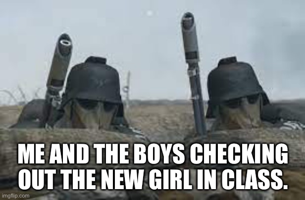 *views* | ME AND THE BOYS CHECKING OUT THE NEW GIRL IN CLASS. | image tagged in memes,funny,relatable,school | made w/ Imgflip meme maker