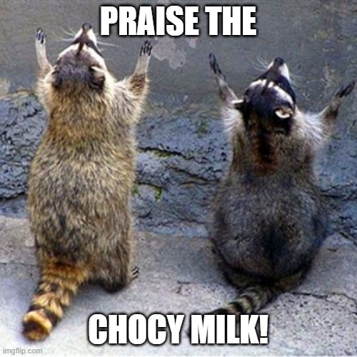 praise the lord | PRAISE THE CHOCY MILK! | image tagged in praise the lord | made w/ Imgflip meme maker