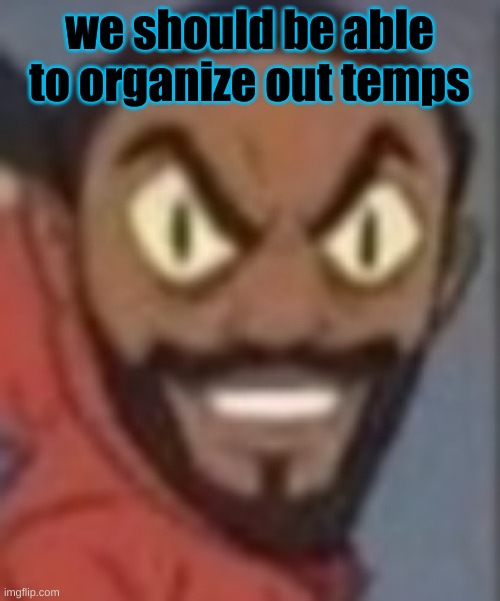 goofy ass | we should be able to organize out temps | image tagged in goofy ass | made w/ Imgflip meme maker