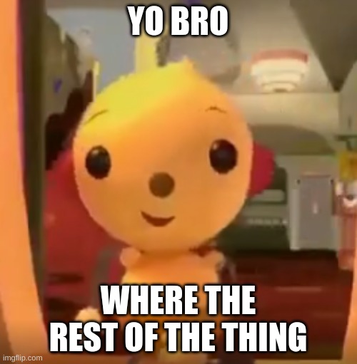 a | YO BRO; WHERE THE REST OF THE THING | image tagged in yo bro x | made w/ Imgflip meme maker