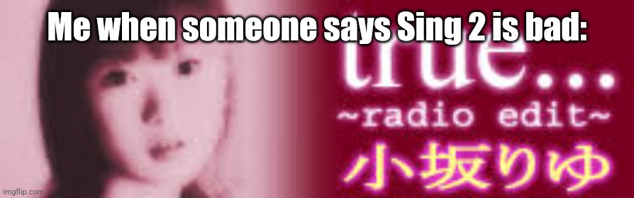 Meanwhile my sister: :cap: | Me when someone says Sing 2 is bad: | image tagged in true radio edit | made w/ Imgflip meme maker