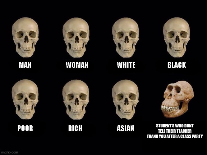 empty skulls of truth | STUDENT'S WHO DONT TELL THEIR TEACHER THANK YOU AFTER A CLASS PARTY | image tagged in empty skulls of truth | made w/ Imgflip meme maker