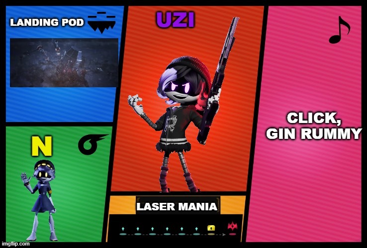 smash bros ultimate Uzi DLC | image tagged in super smash bros,murder drones | made w/ Imgflip meme maker