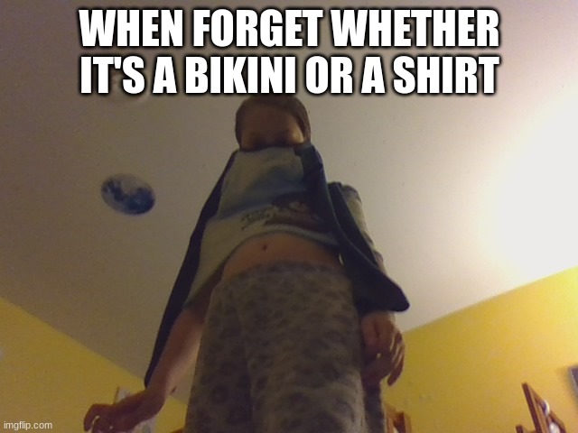 Bikini | WHEN FORGET WHETHER IT'S A BIKINI OR A SHIRT | image tagged in bikini | made w/ Imgflip meme maker