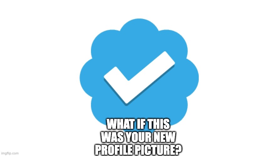 We are all blue checkmarks | WHAT IF THIS
 WAS YOUR NEW 
PROFILE PICTURE? | image tagged in checkmark,twitter,elon musk | made w/ Imgflip meme maker