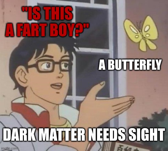 Is This A Pigeon Meme | "IS THIS A FART BOY?" A BUTTERFLY DARK MATTER NEEDS SIGHT | image tagged in memes,is this a pigeon | made w/ Imgflip meme maker