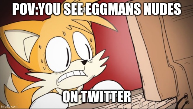You see them | POV:YOU SEE EGGMANS NUDES; ON TWITTER | image tagged in sonic the hedgehog,tails the fox,sonic meme | made w/ Imgflip meme maker
