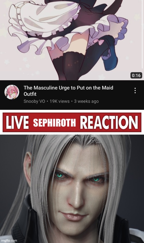 SEPHIROTH | image tagged in live x reaction | made w/ Imgflip meme maker