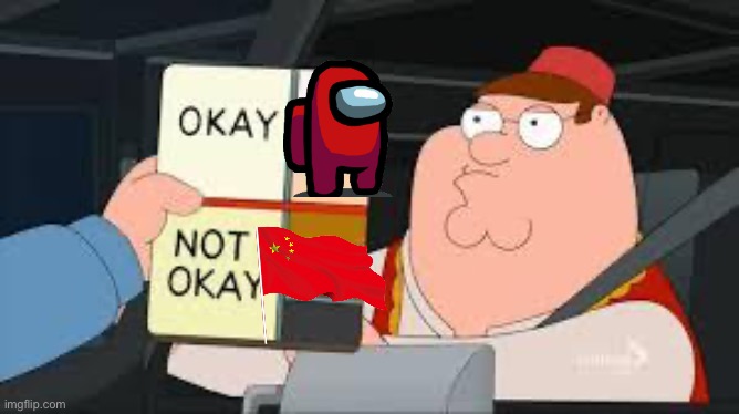 Sus | image tagged in racist peter griffin family guy | made w/ Imgflip meme maker