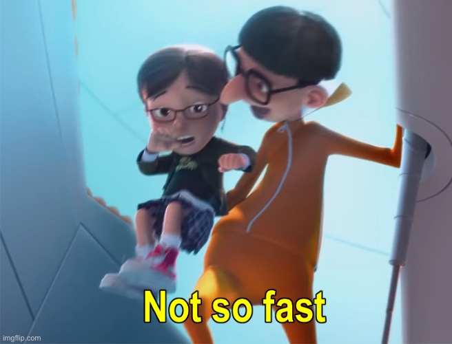 Not so fast | image tagged in vector not so fast | made w/ Imgflip meme maker