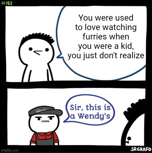 Sir this is a wendys | You were used to love watching furries when you were a kid, you just don't realize | image tagged in sir this is a wendys | made w/ Imgflip meme maker