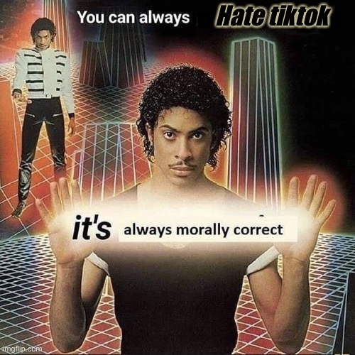 You can always x, it’s always morally correct | Hate tiktok | image tagged in you can always x it s always morally correct | made w/ Imgflip meme maker