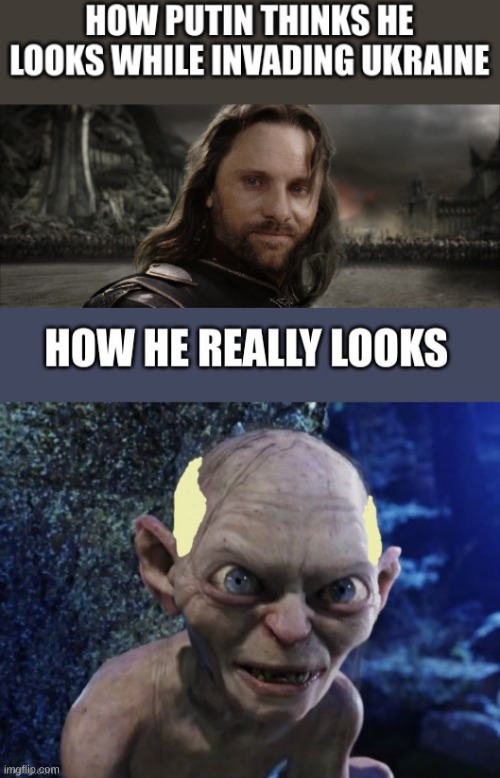 How Putin really looks | image tagged in aragorn,gollum,putin,lord of the rings | made w/ Imgflip meme maker
