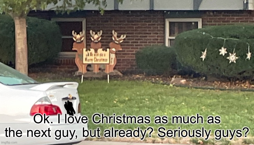 Why? | Ok. I love Christmas as much as the next guy, but already? Seriously guys? | image tagged in memes | made w/ Imgflip meme maker
