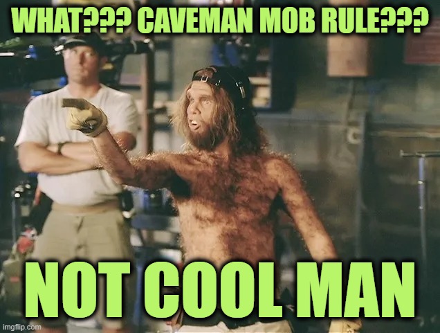 WHAT??? CAVEMAN MOB RULE??? NOT COOL MAN | made w/ Imgflip meme maker