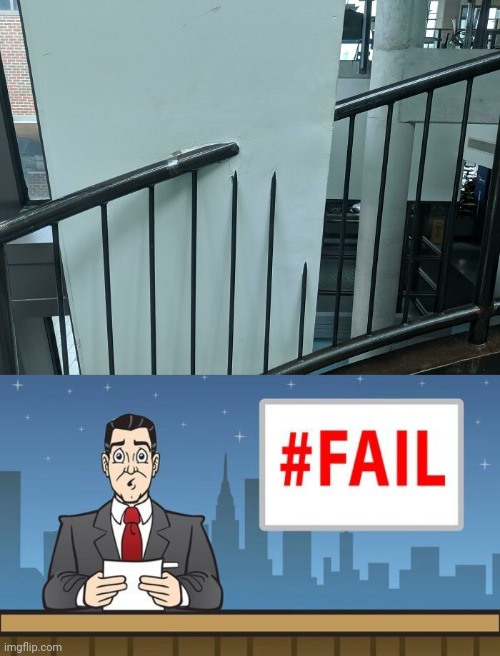 Oh wow | image tagged in fail news,stair,memes,you had one job,wall,handrail | made w/ Imgflip meme maker