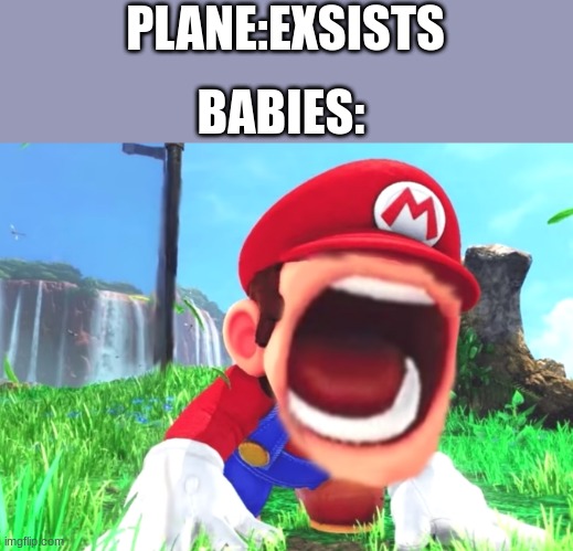 Mario screaming | PLANE:EXSISTS; BABIES: | image tagged in mario screaming | made w/ Imgflip meme maker