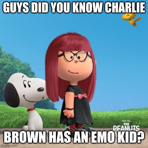 GUYS DID YOU KNOW CHARLIE; BROWN HAS AN EMO KID? | image tagged in charlie brown,funny,funny memes,funny meme | made w/ Imgflip meme maker