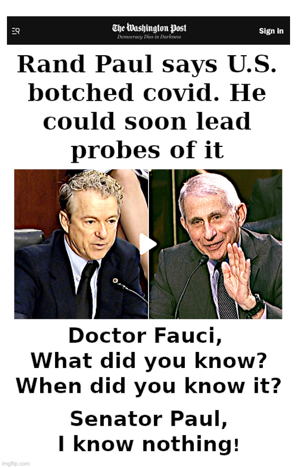 Rand Paul: U.S. Botched Covid | image tagged in rand paul,fauci,covid,vaccines,masks,deaths | made w/ Imgflip meme maker