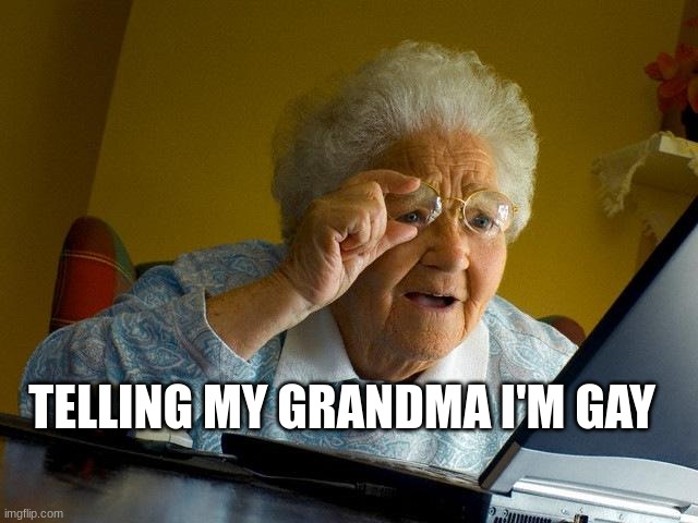 Grandma Finds The Internet | TELLING MY GRANDMA I'M GAY | image tagged in memes,grandma finds the internet | made w/ Imgflip meme maker
