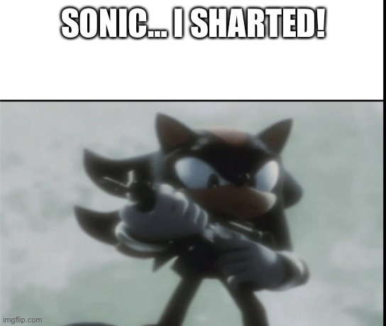 Unfunny, just a Test Post | SONIC… I SHARTED! | image tagged in angry shadow meme | made w/ Imgflip meme maker