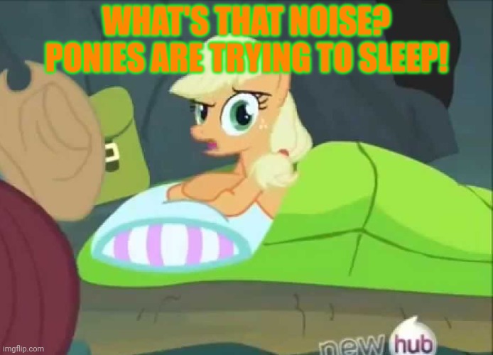 WHAT'S THAT NOISE? PONIES ARE TRYING TO SLEEP! | made w/ Imgflip meme maker