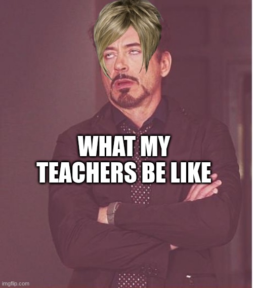 Face You Make Robert Downey Jr Meme | WHAT MY TEACHERS BE LIKE | image tagged in memes,face you make robert downey jr | made w/ Imgflip meme maker