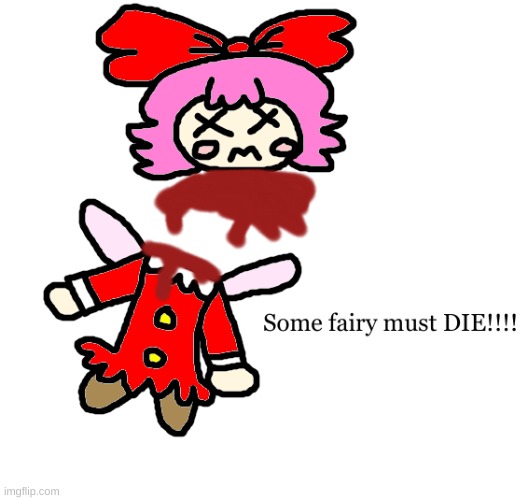 Ribbon dies again because LOL | image tagged in kirby,funny,cute,fanart,gore,blood | made w/ Imgflip meme maker