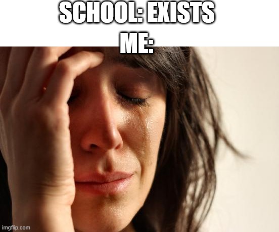 all this week... | SCHOOL: EXISTS; ME: | image tagged in memes,first world problems | made w/ Imgflip meme maker