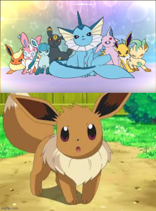 Eeveelutions compared to Eevee | image tagged in eeveelutions compared to eevee | made w/ Imgflip meme maker