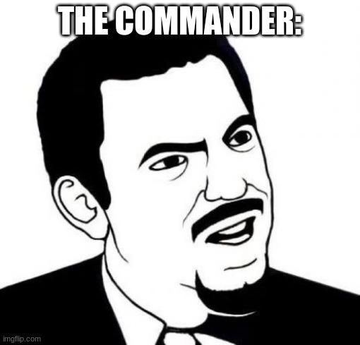 Seriously Face Meme | THE COMMANDER: | image tagged in memes,seriously face | made w/ Imgflip meme maker