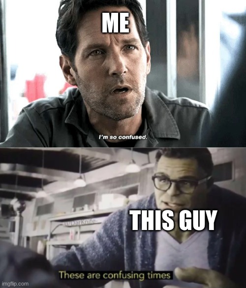 I'm so confused. These are confusing times. Ant-Man and Hulk | ME THIS GUY | image tagged in i'm so confused these are confusing times ant-man and hulk | made w/ Imgflip meme maker