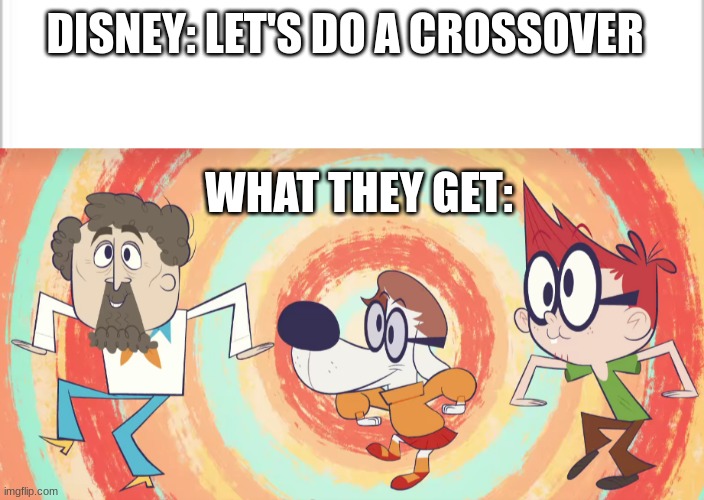 This is from the mr. peabody and sherman show |  DISNEY: LET'S DO A CROSSOVER; WHAT THEY GET: | image tagged in white background,peabody,scooby doo | made w/ Imgflip meme maker