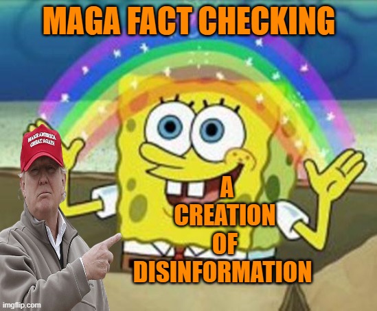 Sponge Bob | MAGA FACT CHECKING A CREATION OF DISINFORMATION | image tagged in sponge bob | made w/ Imgflip meme maker