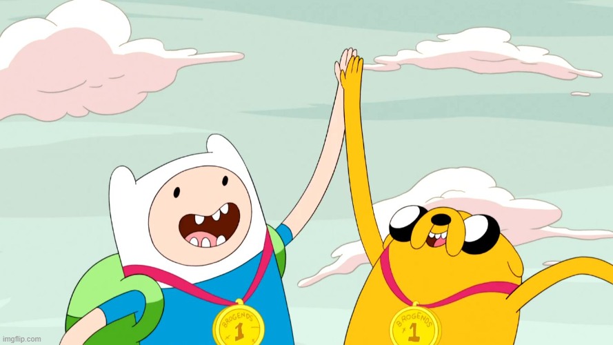 Adventure time high five | image tagged in adventure time high five | made w/ Imgflip meme maker